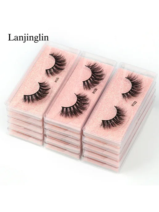 Lanjinglin Накладные ресницы 3D пушистые Mix 20 pairs, розовый, фото 5