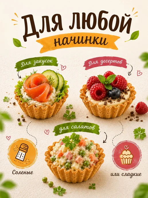Тарталетки для закусок, 24 шт 96 г, 24 шт, 96 г, фото 3