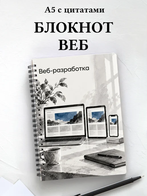 Блокнот Веб-разработка с мотивирующими цитатами