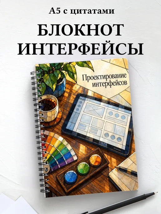 Блокнот Проектирование интерфейсов с мотивирующими цитатами