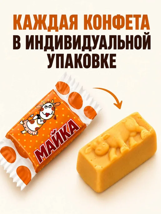 Молочная конфета с топлёным молоком 500 грамм. На конфете, вариант, фото 2