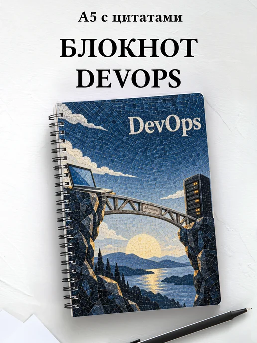Блокнот DevOps с мотивирующими цитатами