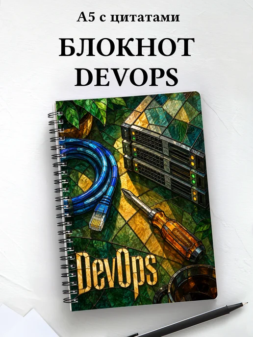 Блокнот DevOps с мотивирующими цитатами