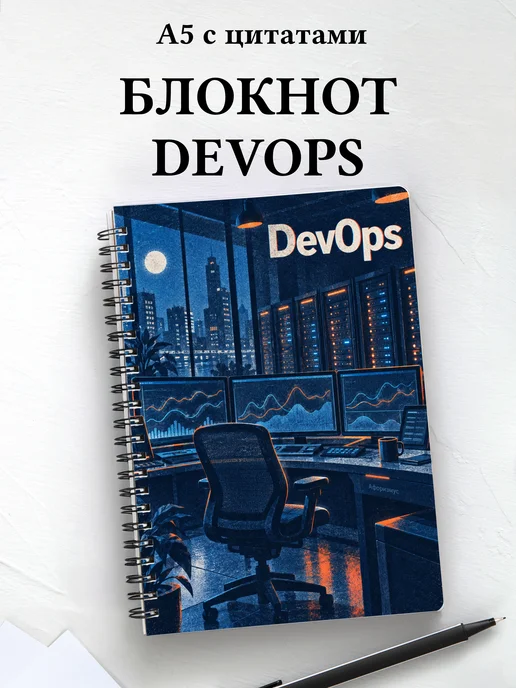 Блокнот DevOps с мотивирующими цитатами