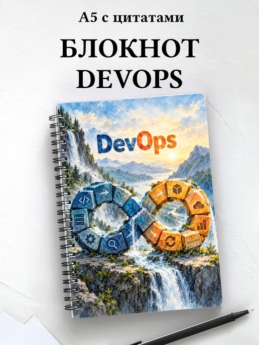 Блокнот DevOps с мотивирующими цитатами