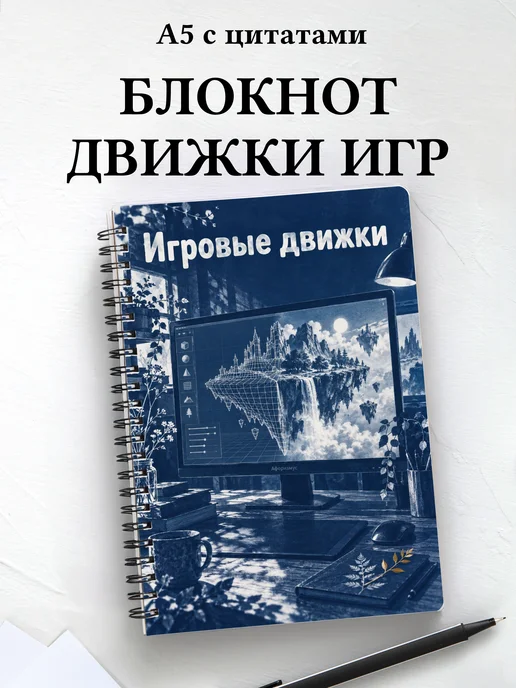 Блокнот Игровые движки с мотивирующими цитатами