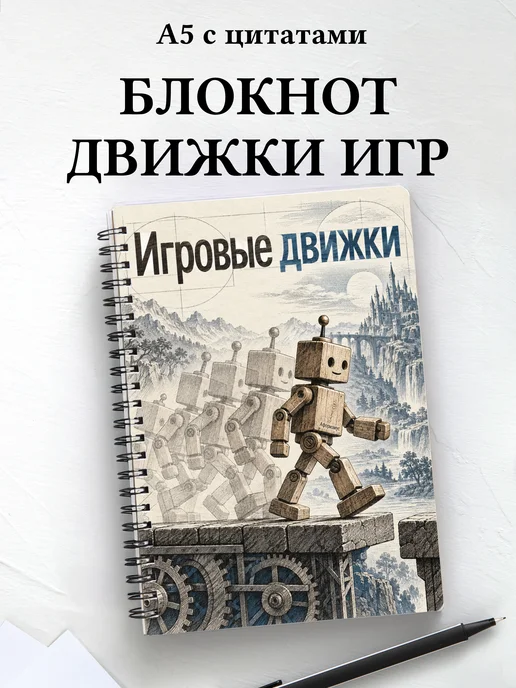 Блокнот Игровые движки с мотивирующими цитатами