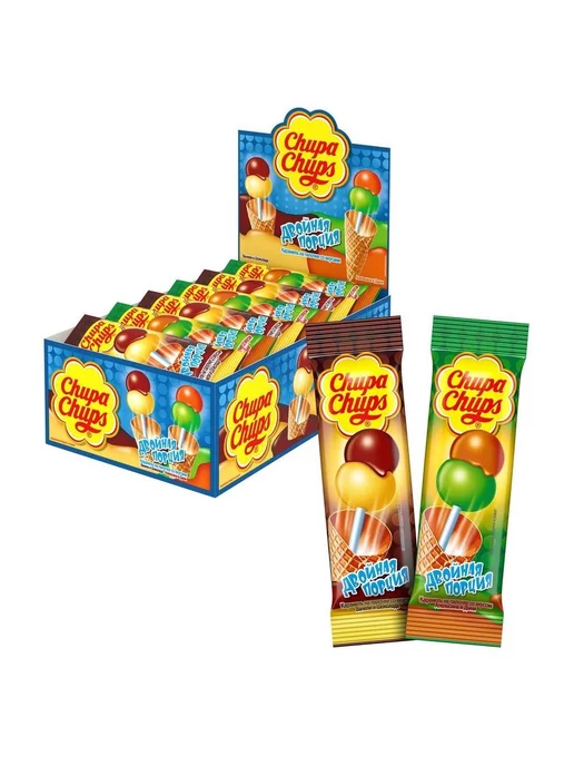 Карамель Chupa Chups Двойная Порция, ассорти вкусов, 24 шт г, 24 шт, фото 2