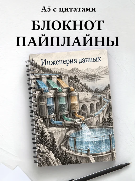 Блокнот Инженерия данных с мотивирующими цитатами