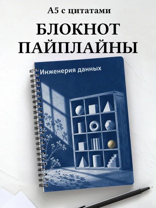 Блокнот Инженерия данных с мотивирующими цитатами