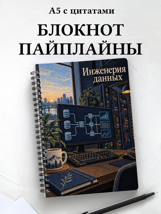 Блокнот Инженерия данных с мотивирующими цитатами