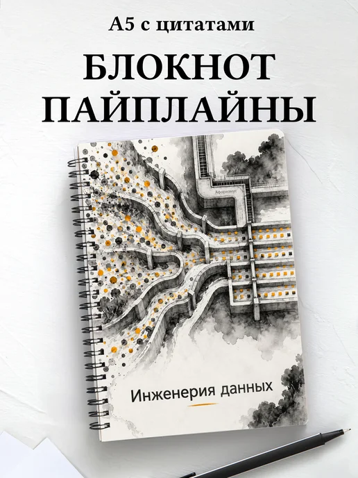 Блокнот Инженерия данных с мотивирующими цитатами