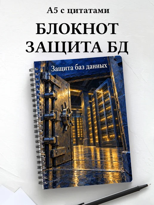 Блокнот Защита баз данных с мотивирующими цитатами