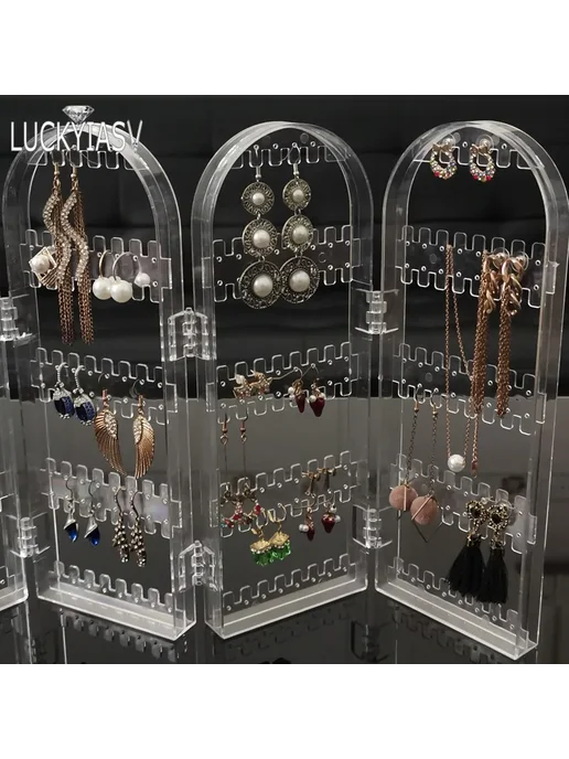 luckyiasv Складной пластиковый органайзер для сережек 5W-300, вариант, фото 4