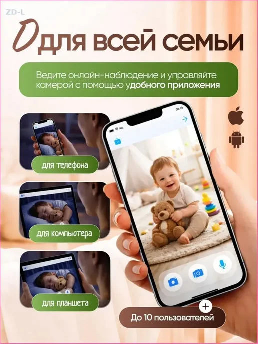 Детский монитор, белый, фото 4
