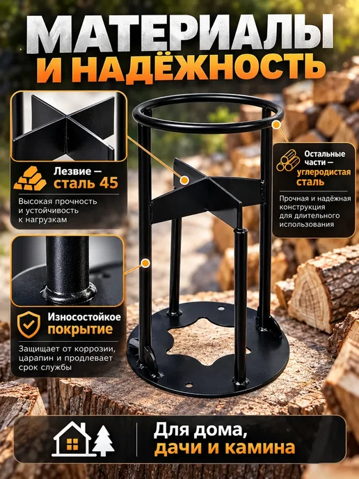 Дровокол ручной Высокоуглеродистая сталь, черный, фото 2