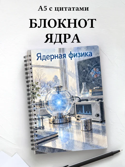 Блокнот Ядерная физика с мотивирующими цитатами