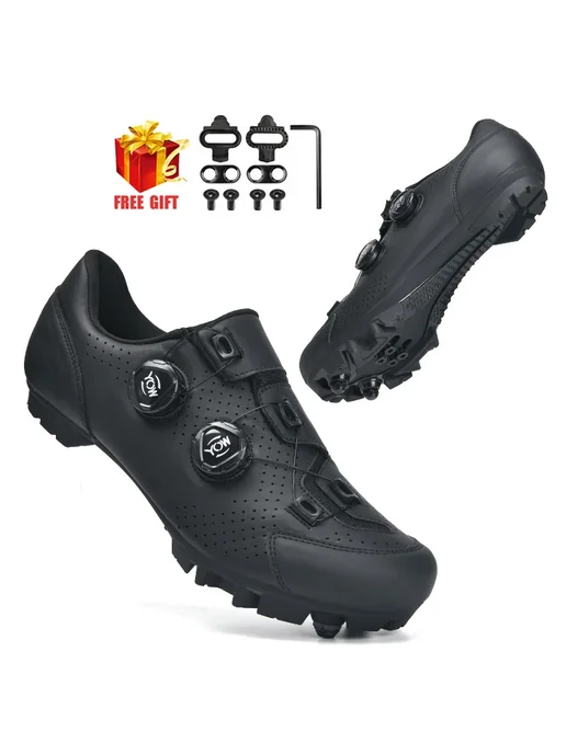 AILIDUN Мужские Велотуфли Для MTB Из Дышащей Кожи, Совместимые С Пед, черный