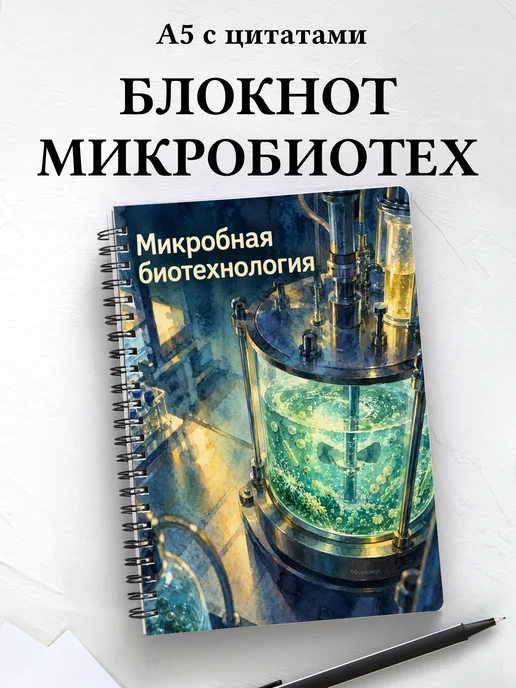Блокнот Микробная биотехнология с мотивирующими цитатами