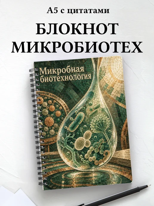 Блокнот Микробная биотехнология с мотивирующими цитатами