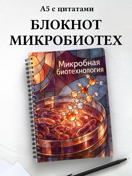Блокнот Микробная биотехнология с мотивирующими цитатами