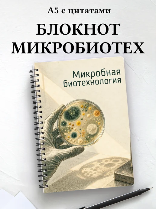Блокнот Микробная биотехнология с мотивирующими цитатами