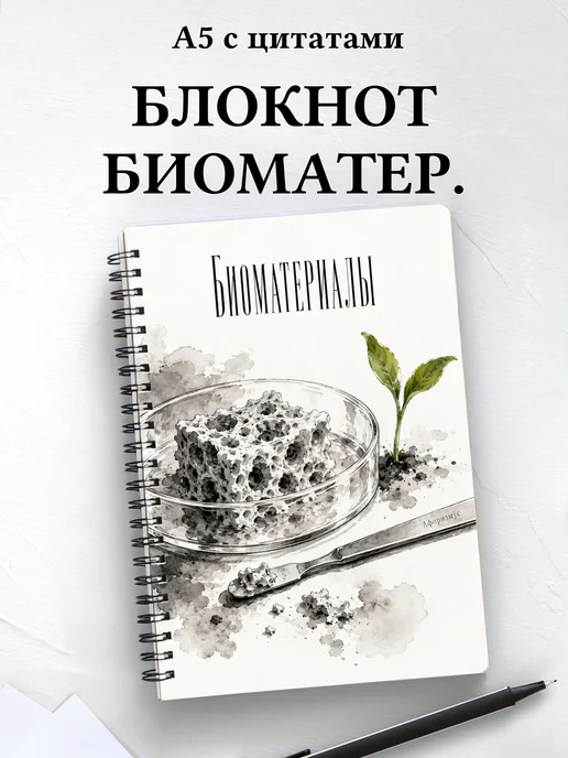 Блокнот Биоматериалы с мотивирующими цитатами