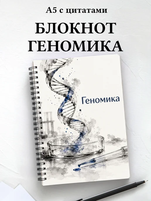 Блокнот Геномика с мотивирующими цитатами