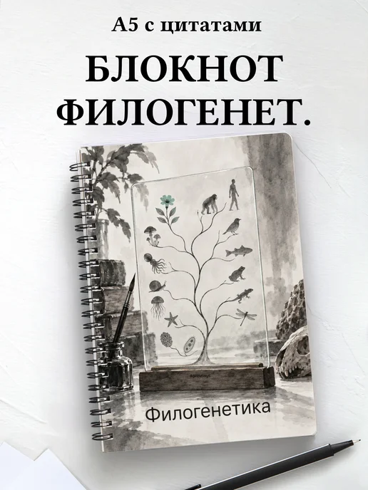 Блокнот Филогенетика с мотивирующими цитатами