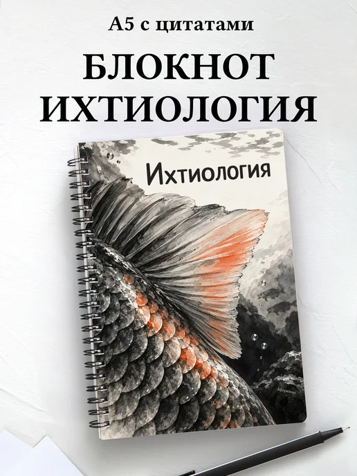 Блокнот Ихтиология с мотивирующими цитатами