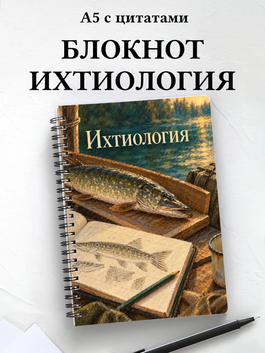 Блокнот Ихтиология с мотивирующими цитатами