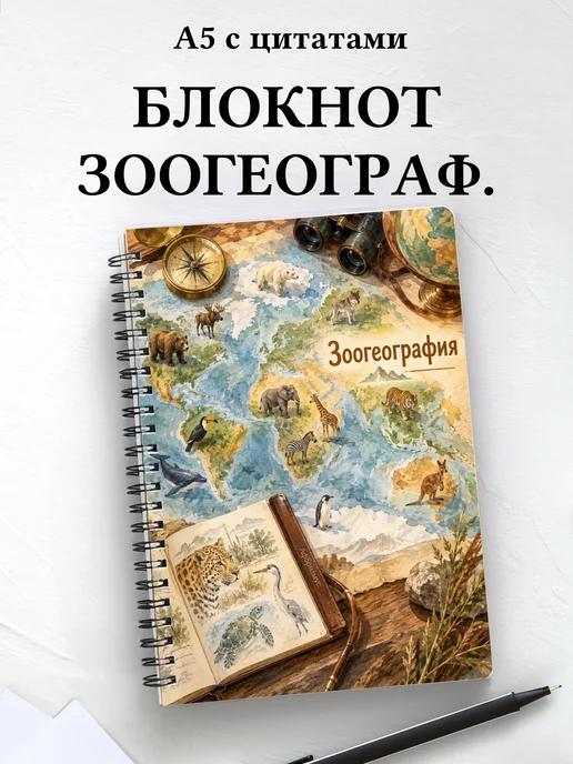 Блокнот Зоогеография с мотивирующими цитатами