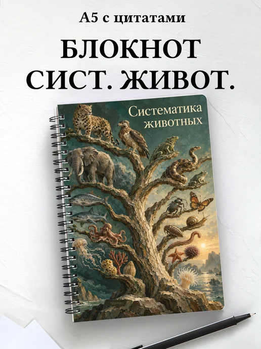Блокнот Систематика животных с мотивирующими цитатами