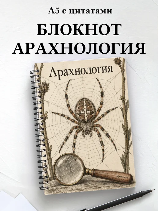 Блокнот Арахнология с мотивирующими цитатами