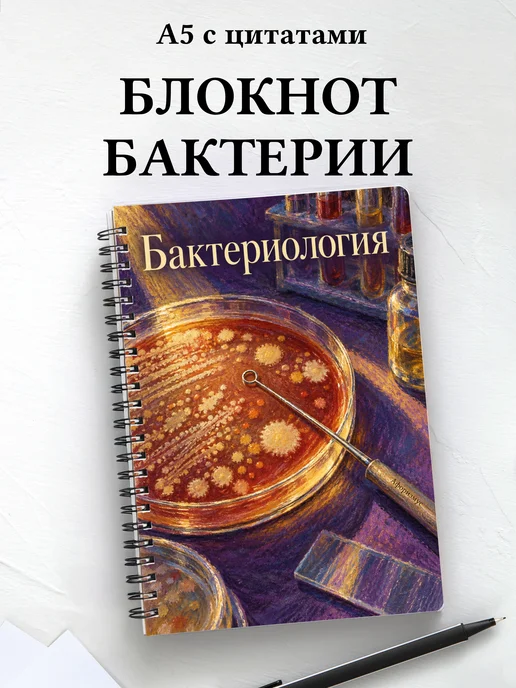 Блокнот Бактериология с мотивирующими цитатами