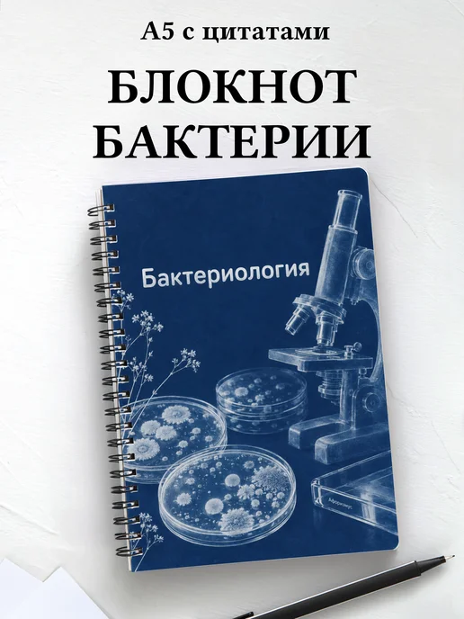 Блокнот Бактериология с мотивирующими цитатами