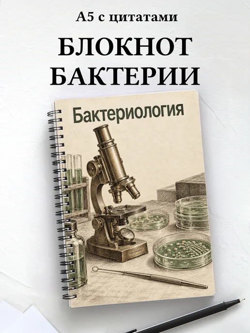 Блокнот Бактериология с мотивирующими цитатами