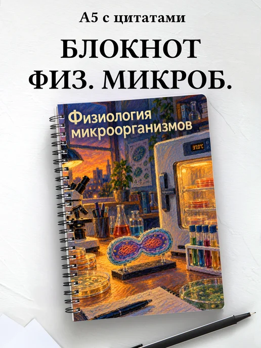 Блокнот Физиология микроорганизмов с мотивирующими цитатами
