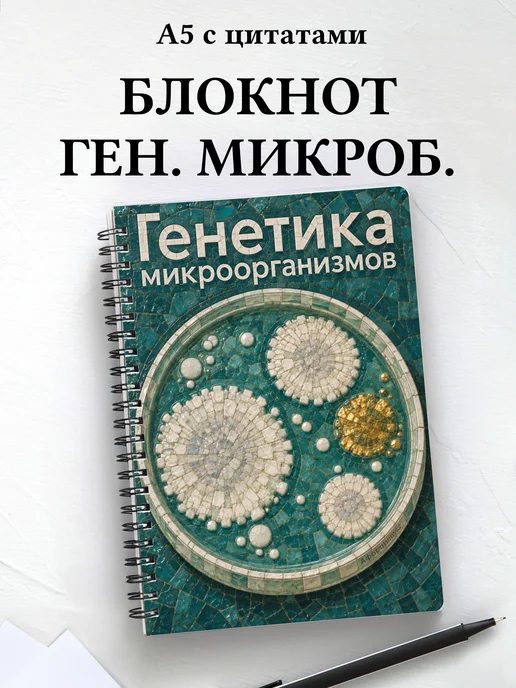 Блокнот Генетика микроорганизмов с мотивирующими цитатами