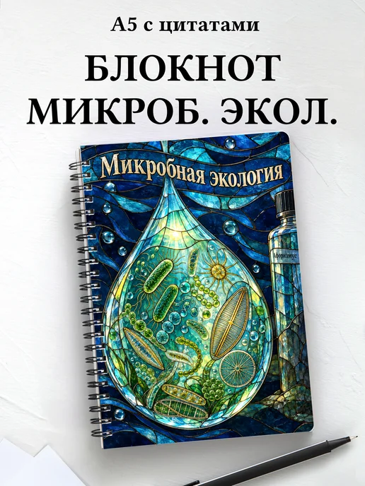 Блокнот Микробная экология с мотивирующими цитатами