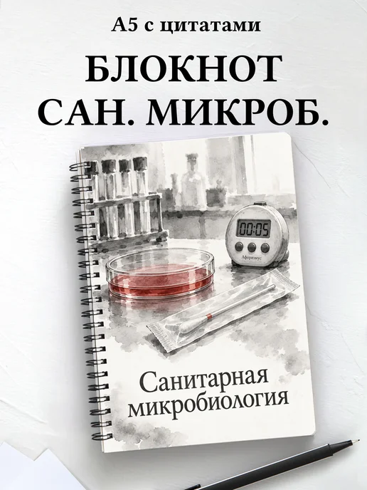 Блокнот Санитарная микробиология с мотивирующими цитатами