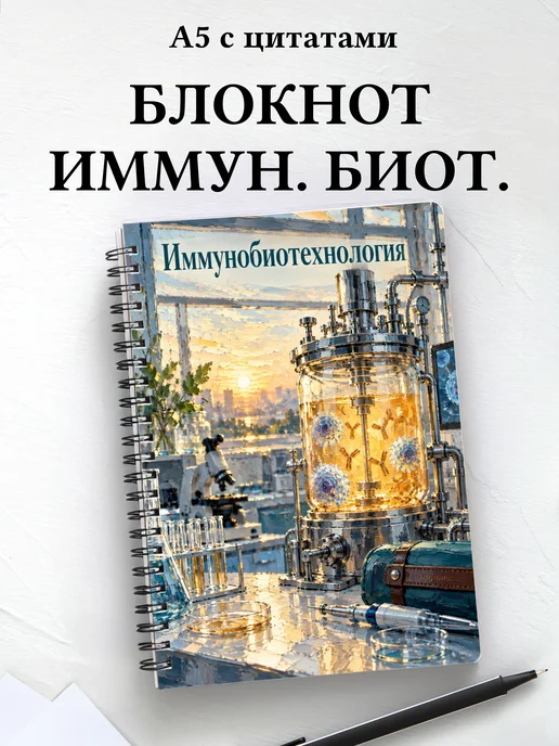 Блокнот Иммунобиотехнология с мотивирующими цитатами