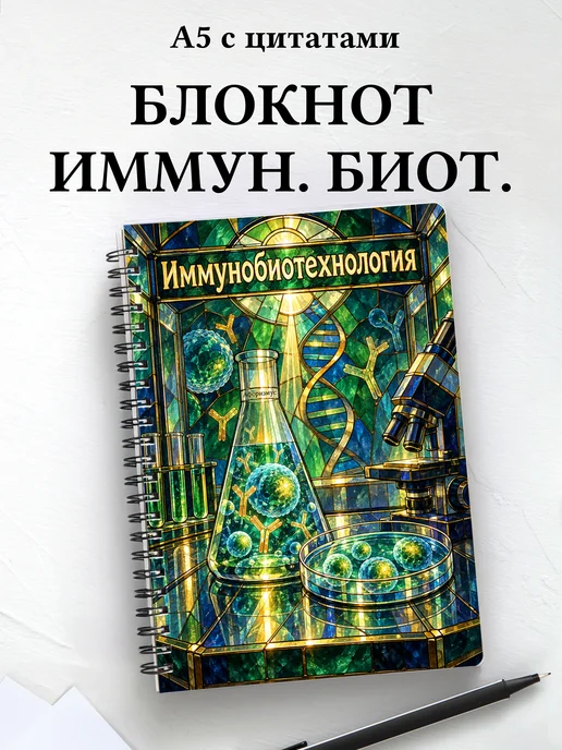 Блокнот Иммунобиотехнология с мотивирующими цитатами