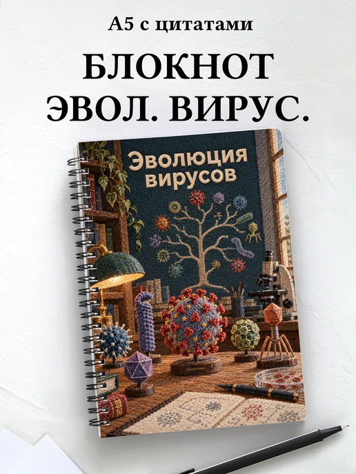 Блокнот Эволюция вирусов с мотивирующими цитатами