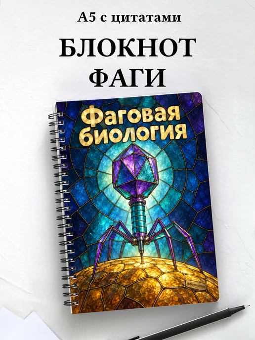 Блокнот Фаговая биология с мотивирующими цитатами