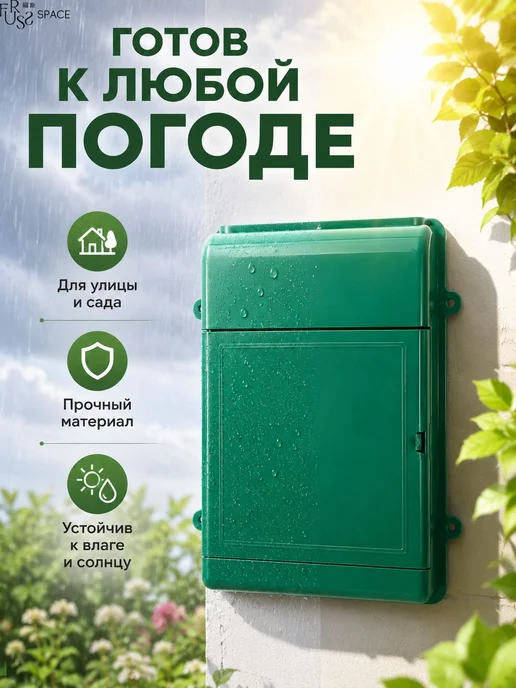 Настенный почтовый ящик из пластика 34,5×26×7 см зелёный, 34.5x26x7 см, фото 4