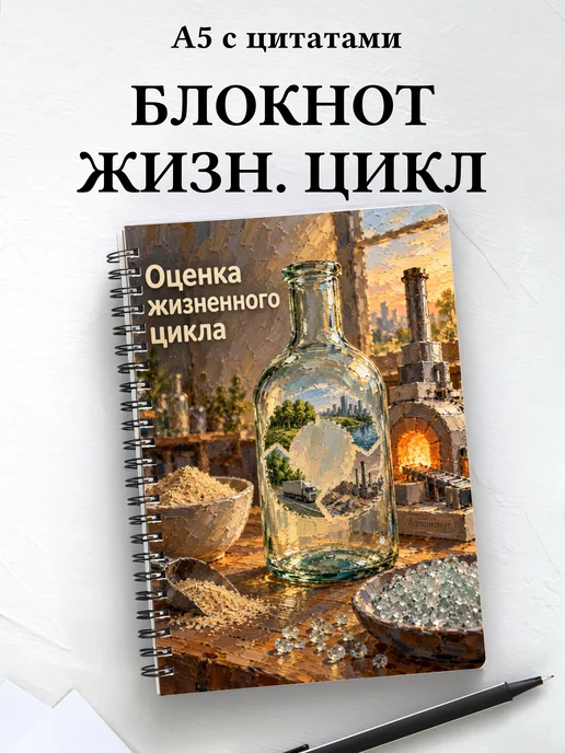 Блокнот Оценка жизненного цикла с мотивирующими цитатами