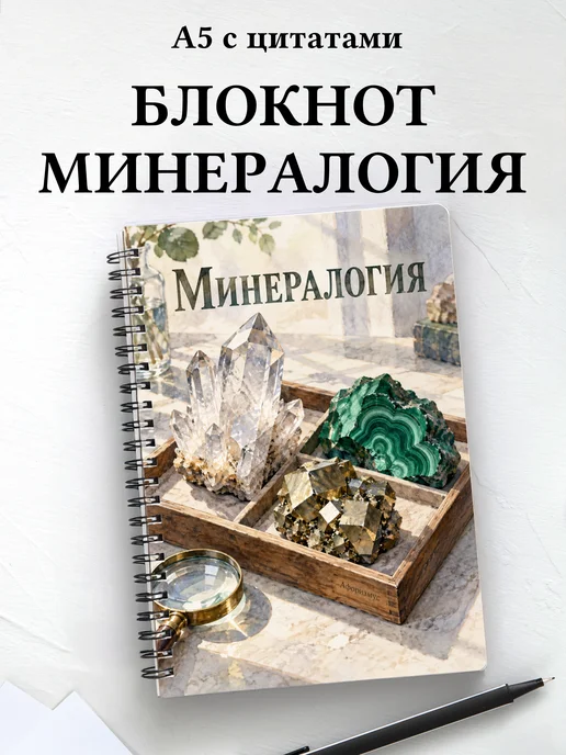 Блокнот Минералогия с мотивирующими цитатами
