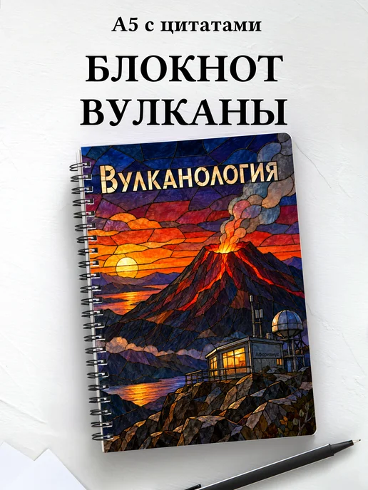 Блокнот Вулканология с мотивирующими цитатами