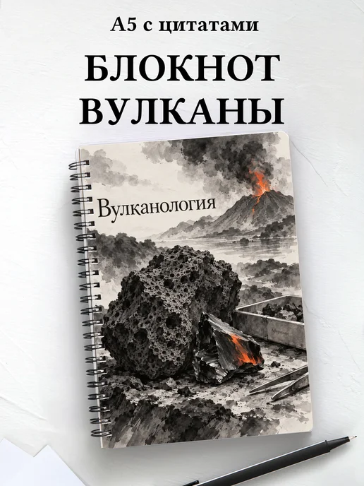 Блокнот Вулканология с мотивирующими цитатами